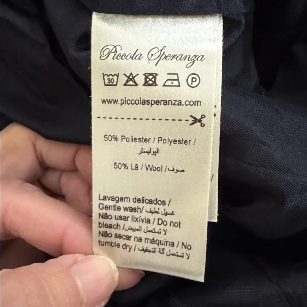 PICCOLA SPERANZA Navy Dress w/bow striped detailing, matching headband/socks 10. - Picture 6 of 13